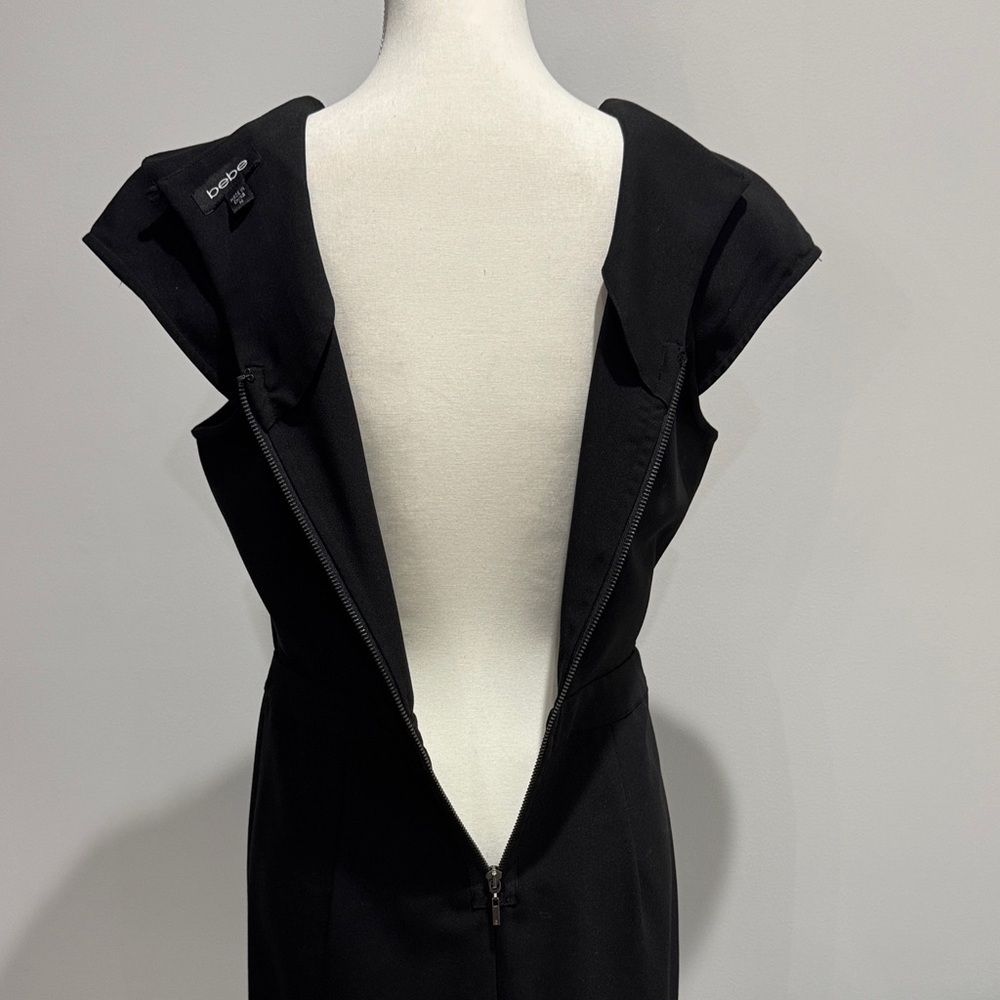 NWOT bebe Black Mini Dress with Crystal Necklace Embellishment Sz M - Picture 8 of 11